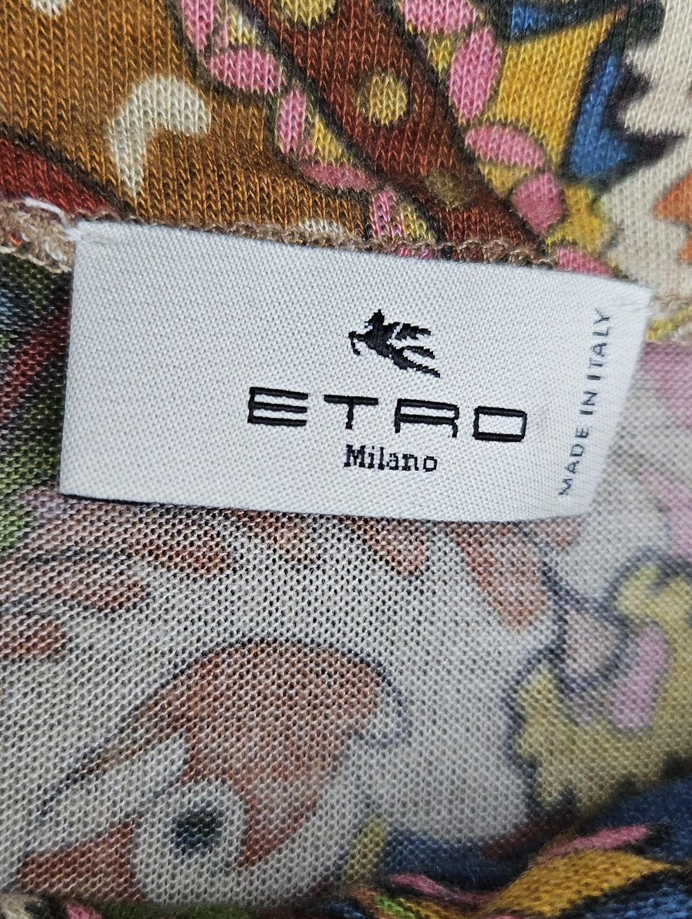 Etro Italy Multi-Color Paisley Long Sleeve Draped Jersey Top - Picture 4 of 8
